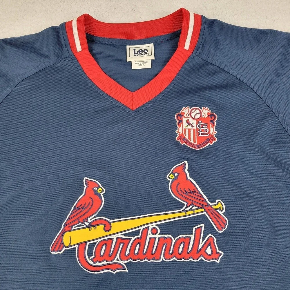 St. Louis Cardinals Shirt Mens XL Blue Red MLB Baseball Jersey Lee Sport Fan Tee - Picture 2 of 11